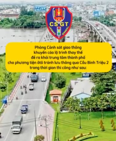 Lộ trình ra – vào trung tâm Thành phố khi di chuyển ngang qua cầu Bình Triệu 2